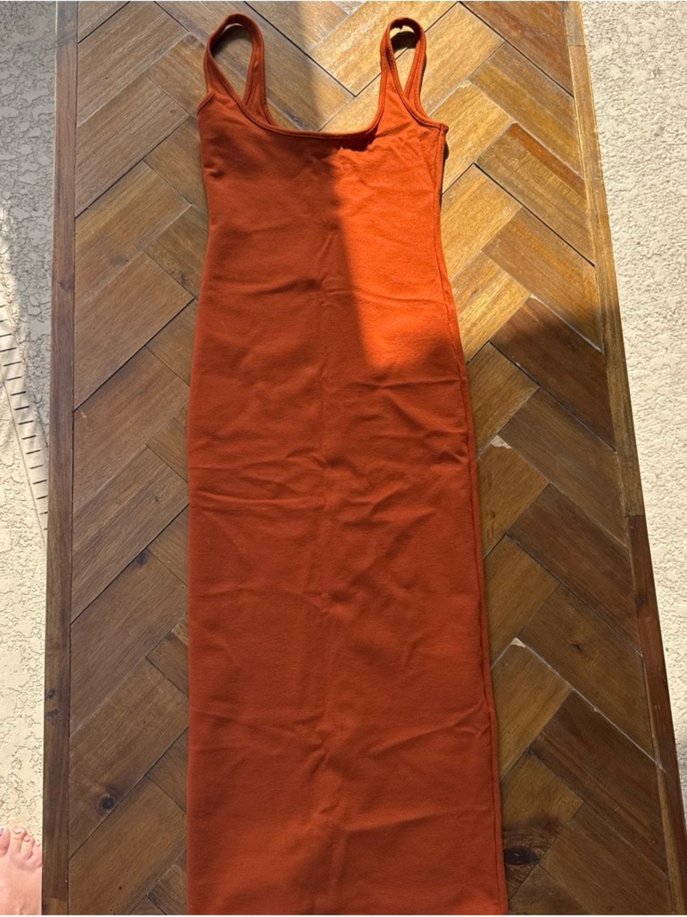 Rust Orange Tank Maxi Dress with Slim Silhouette, without tag , size XS .
